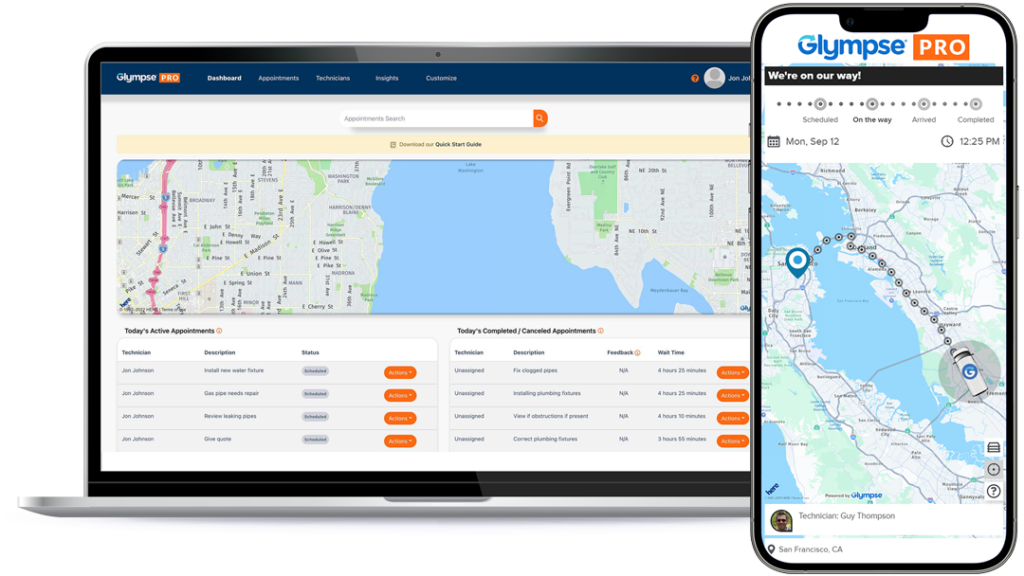 Glympse PRO Dashboard and App